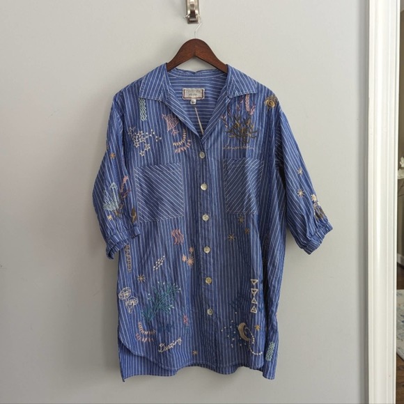 Johnny Was Tops - NEW Johnny Was Sezane Weekend Oversized Tunic Large $280 Physic Tarot Stars
